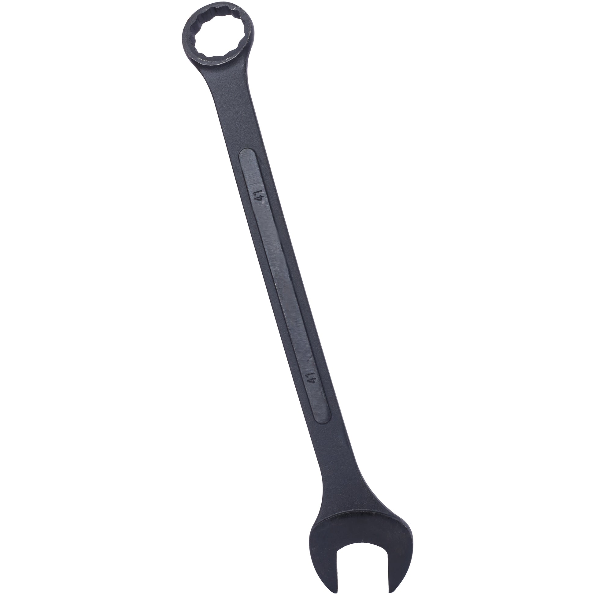 Black steel combination wrench with mm marking for heavyduty tasks