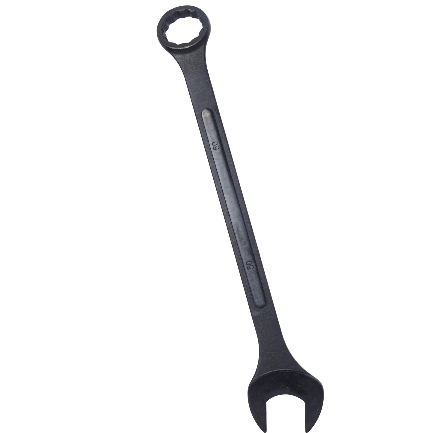 Heavyduty black combination wrench with a mm size marking