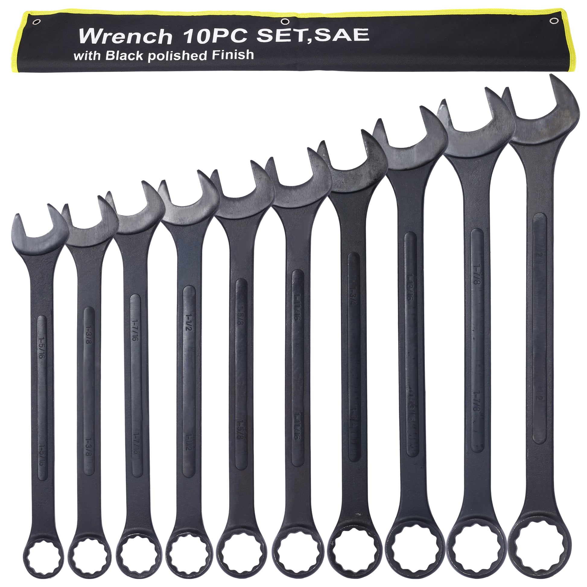 Black polished finish piece SAE wrench set for mechanics