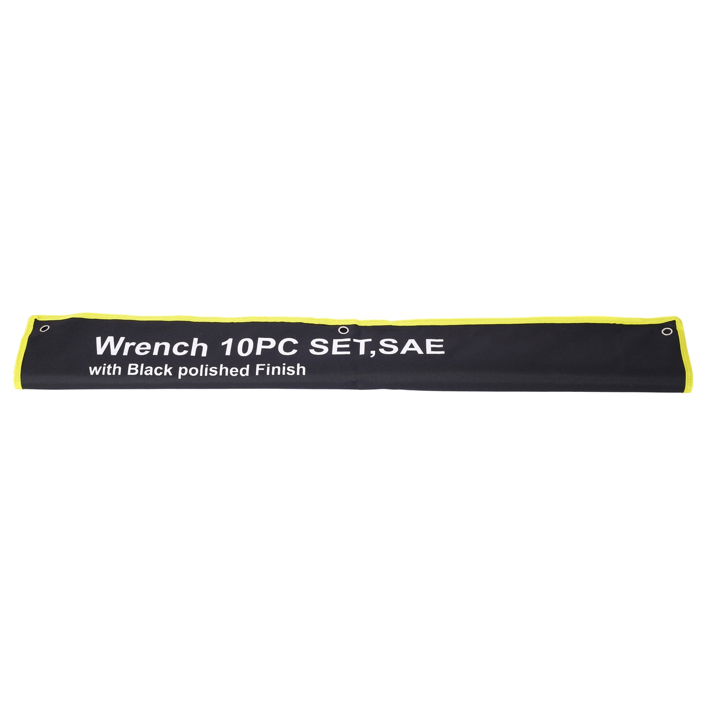 Black PC SAE wrench organizer roll with yellow trim