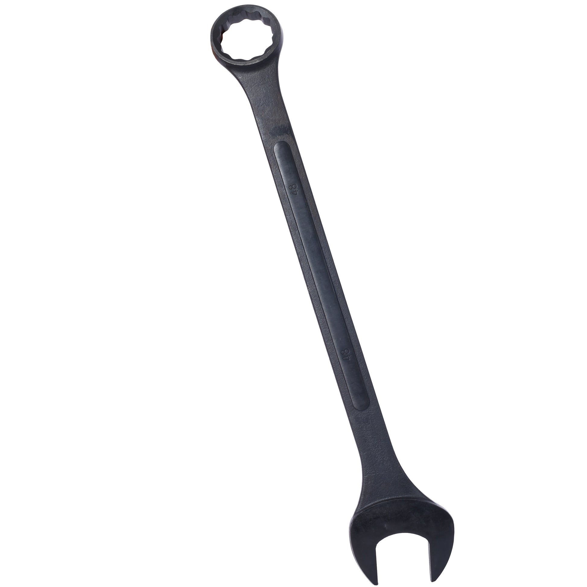 Heavyduty black combination wrench with point socket and open end
