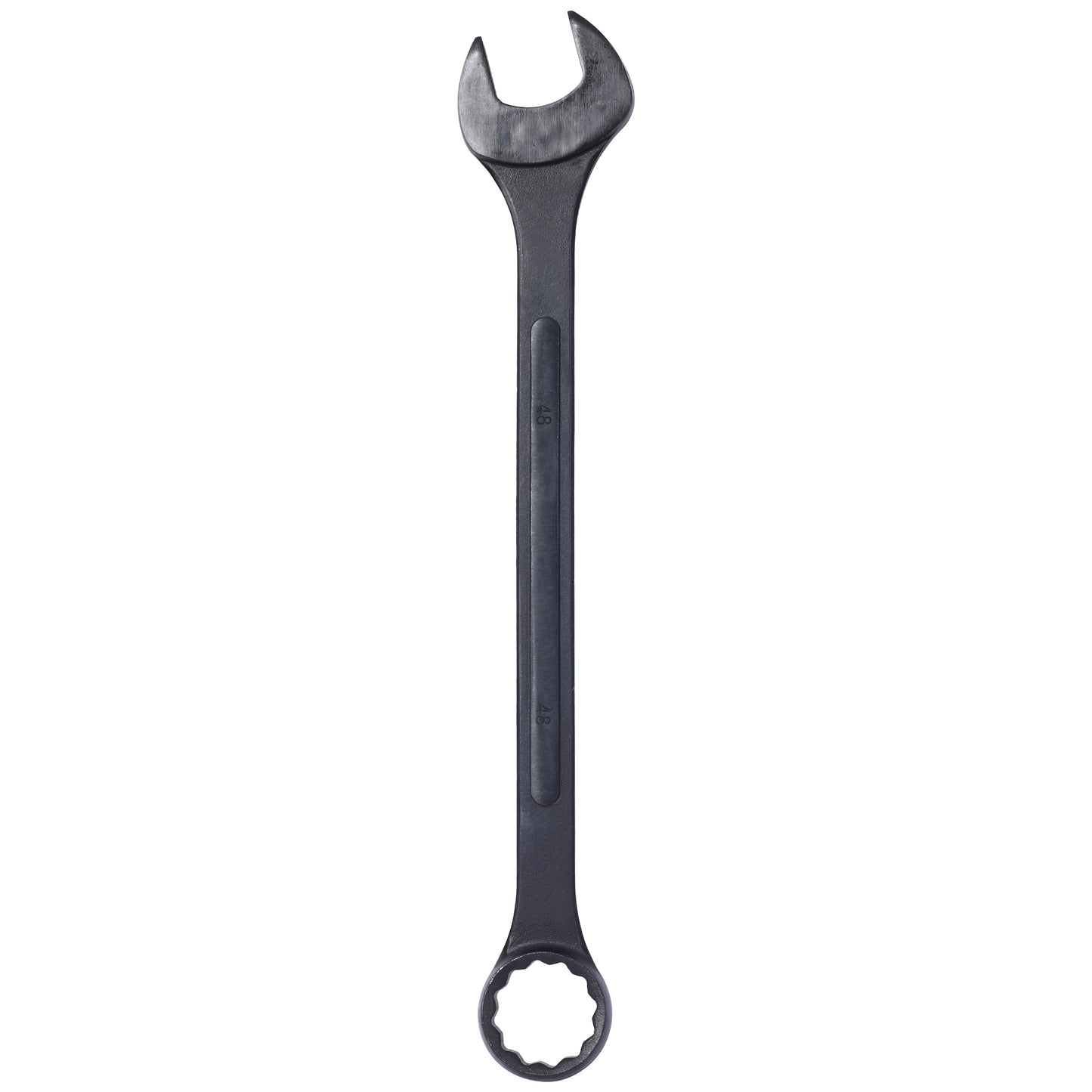 Black steel combination wrench with openend and point box end