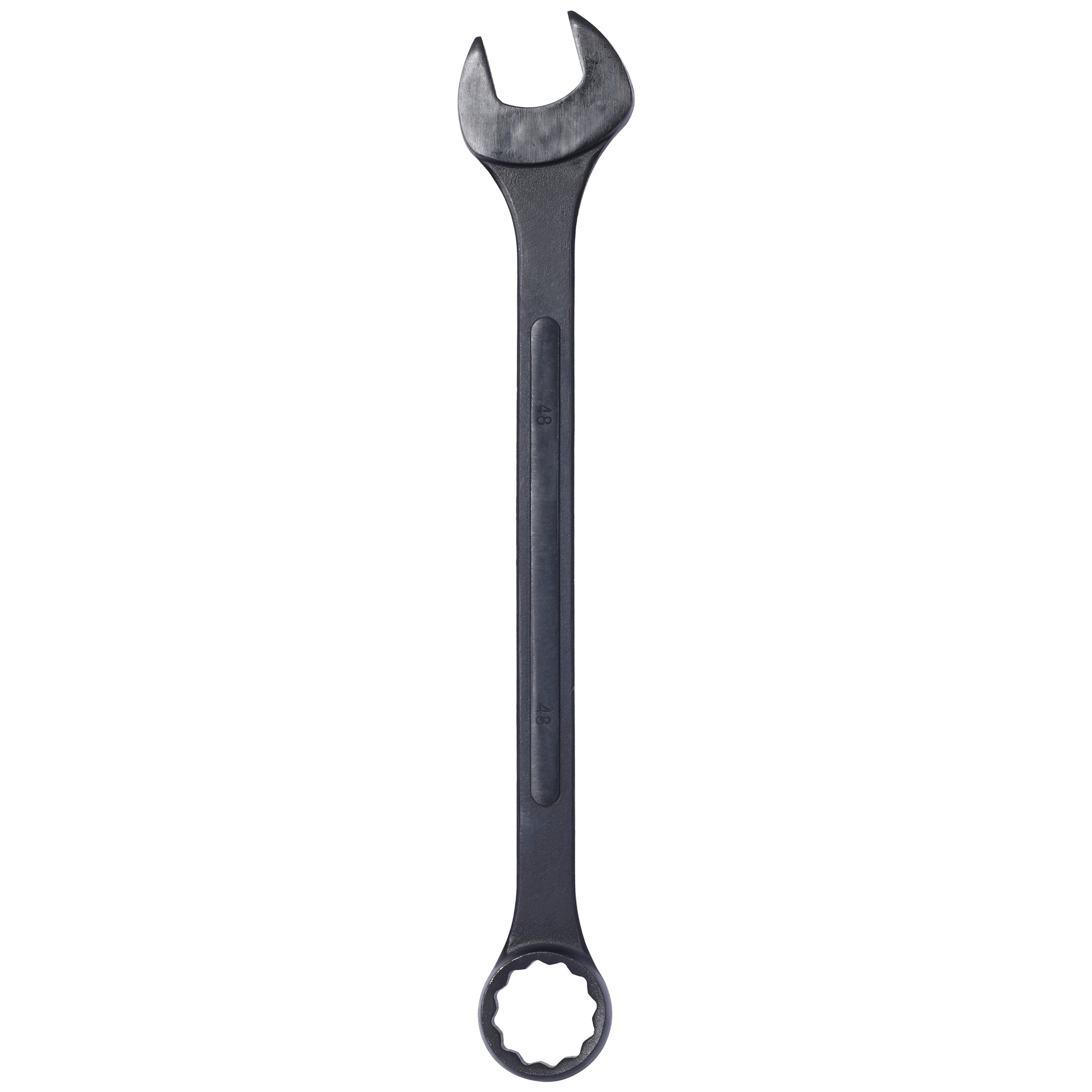 Black steel combination wrench with openend and point box end