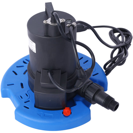 Black and blue submersible pump with a wide blue base for aquarium use