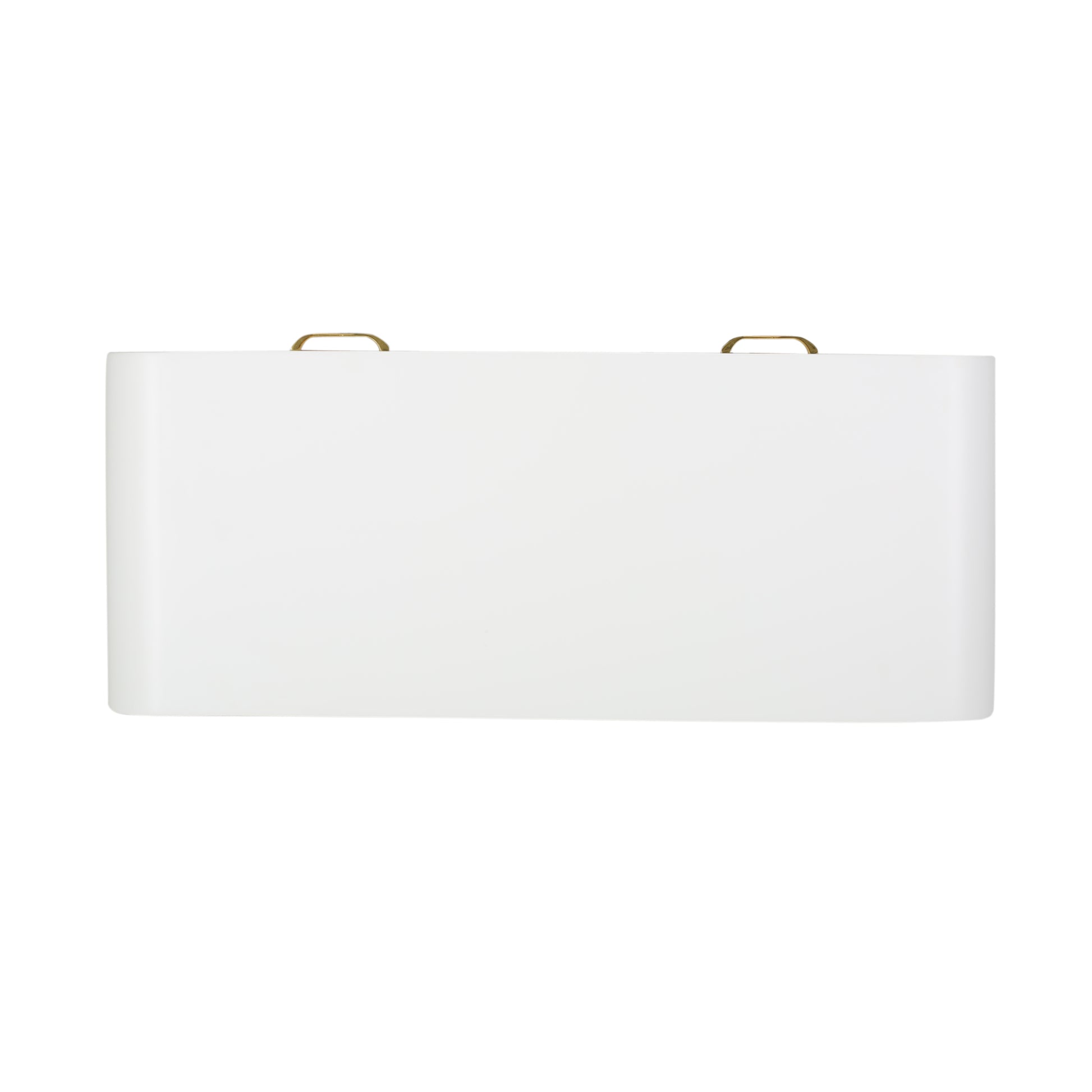 Modern white vanity drawer with brass pull handles ideal for bathrooms