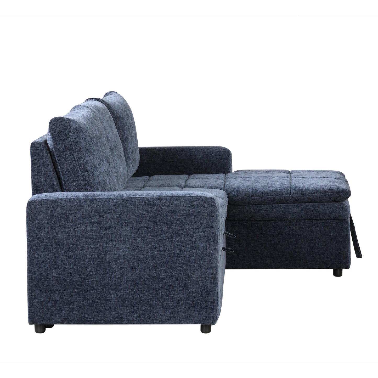 Modern navy blue fabric sectional sofa with chaise lounge for living rooms