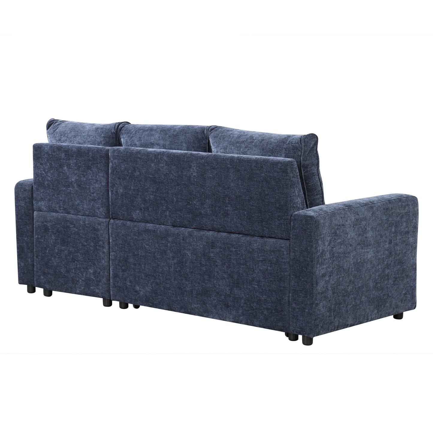 Dark blue fabric sofa with plush cushions modern living room furniture