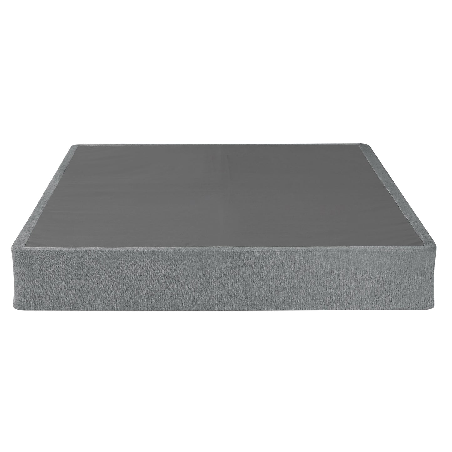 Gray upholstered queen size bed frame with clean modern lines for bedroom decor