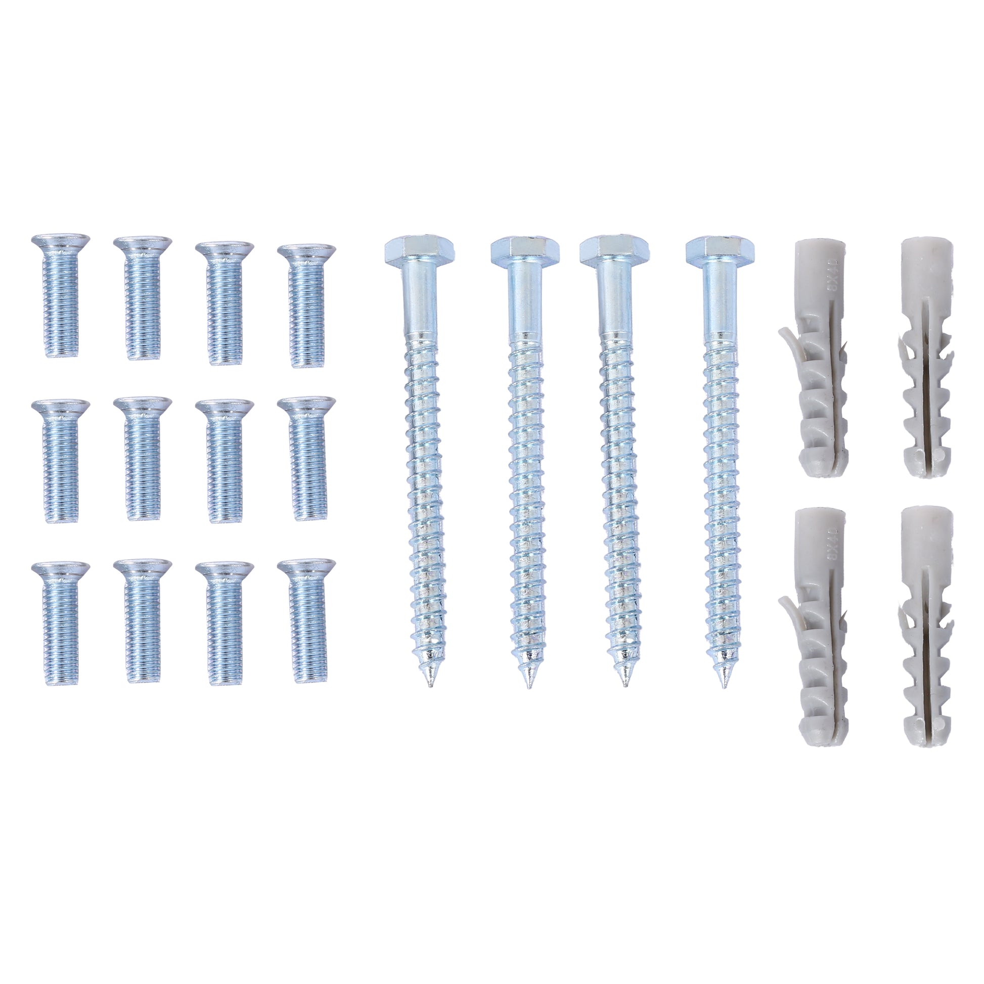 Collection of eight silver machine screws with Phillips heads