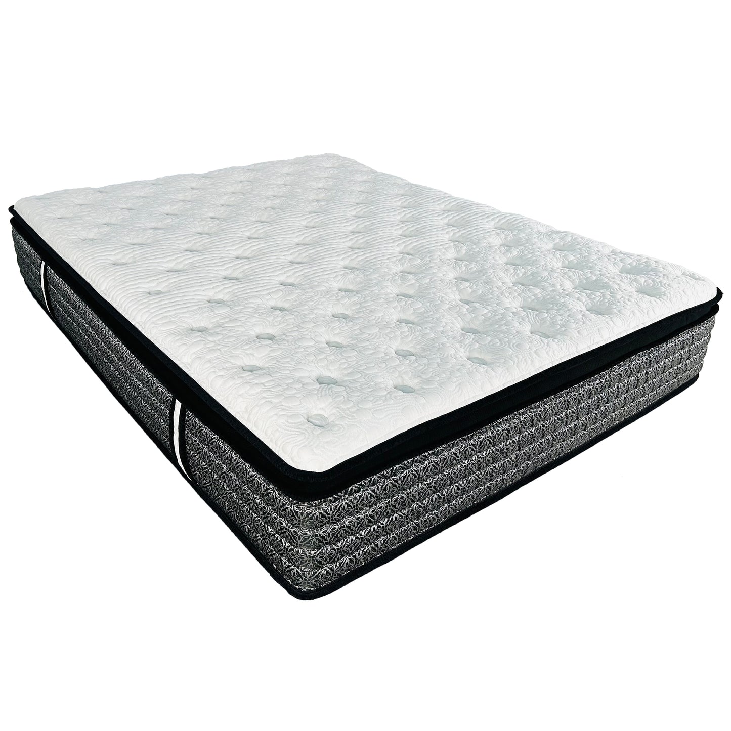 White quilted pillowtop mattress with intricate side pattern