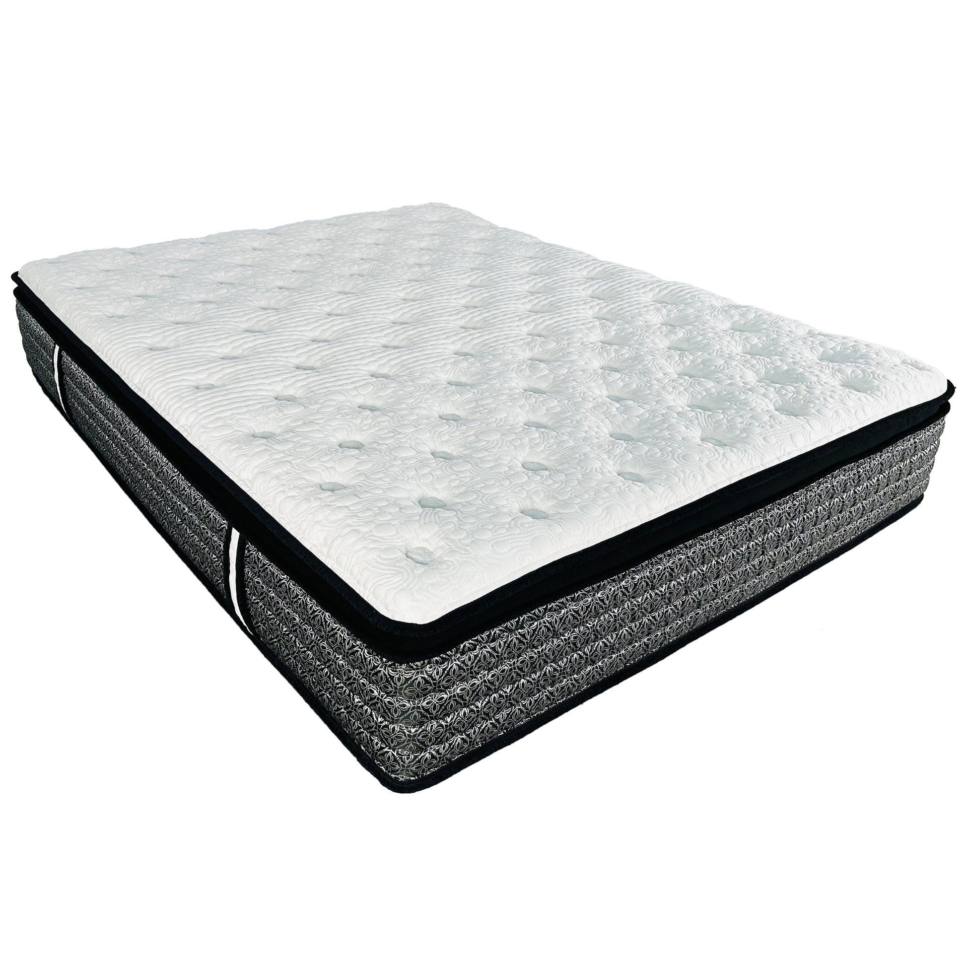 White quilted pillowtop mattress with intricate side pattern