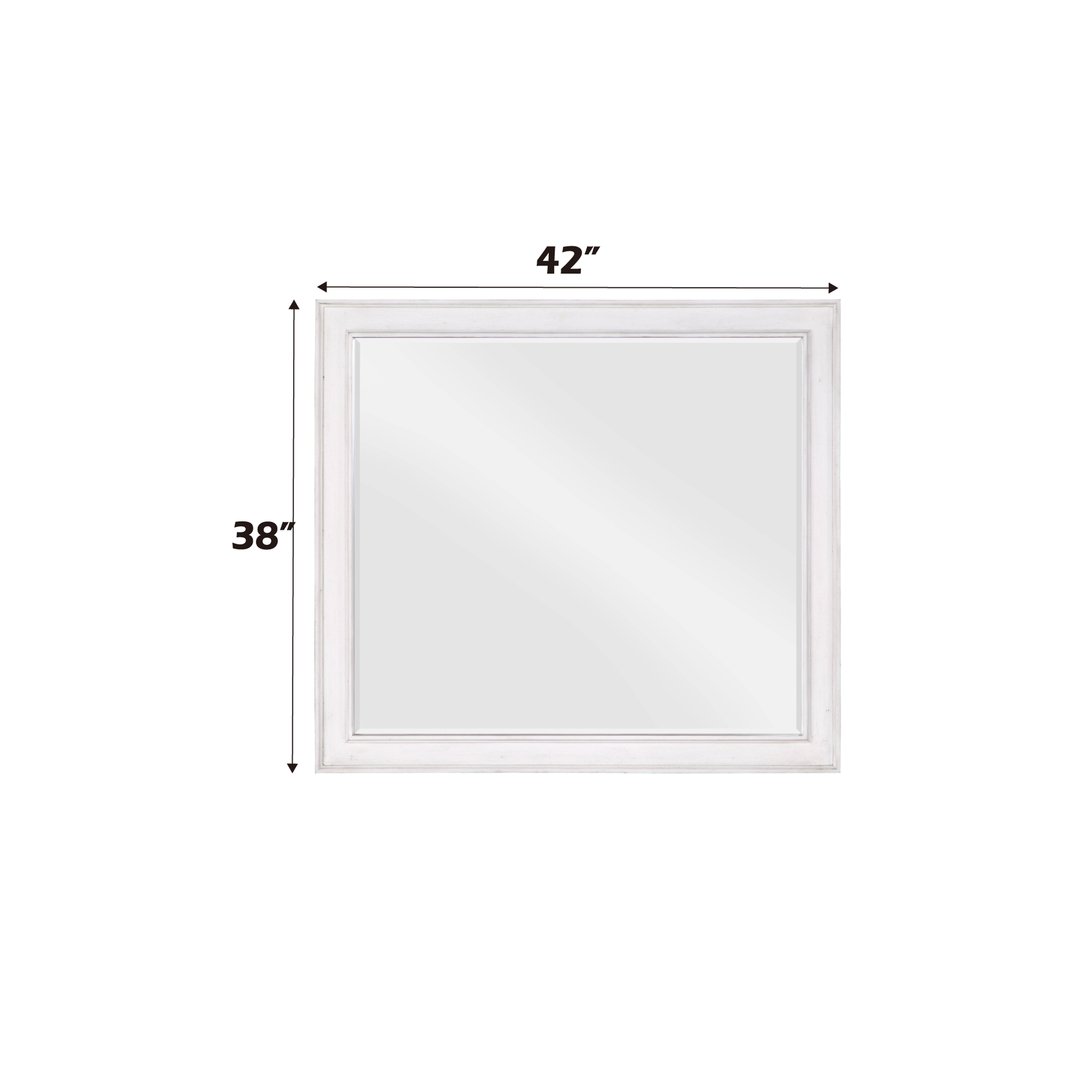 White distressed wood framed mirror