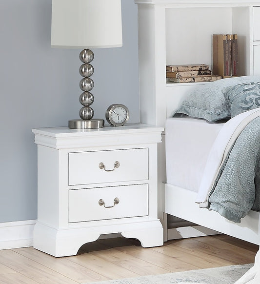 TREATLIFE HOME Modern Bedroom Nightstand with Two Drawers, Contemporary Plywood Bedside Table, White Finish