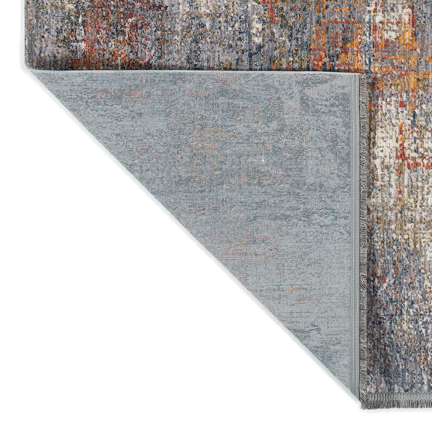 Modern abstract rug with distressed gray orange and white pattern