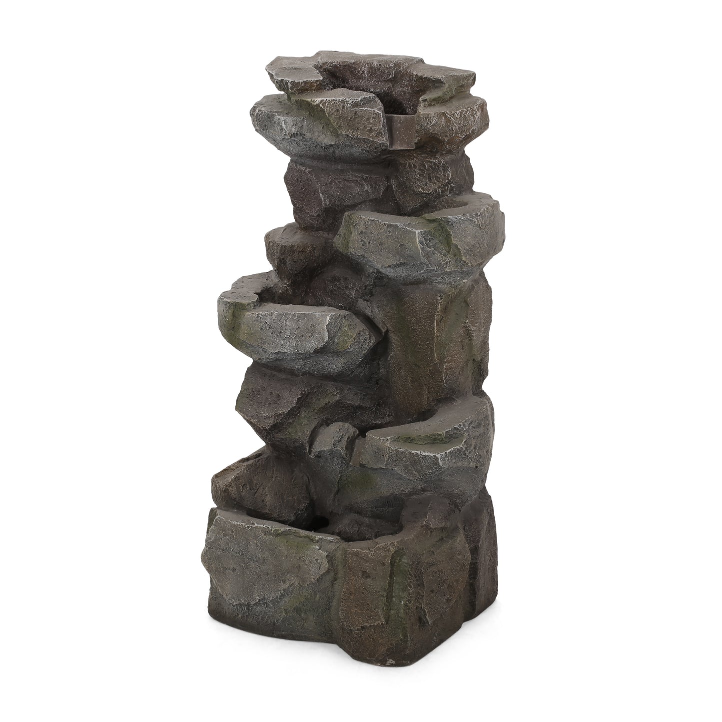 Resin multitiered rock waterfall fountain with realistic stone texture