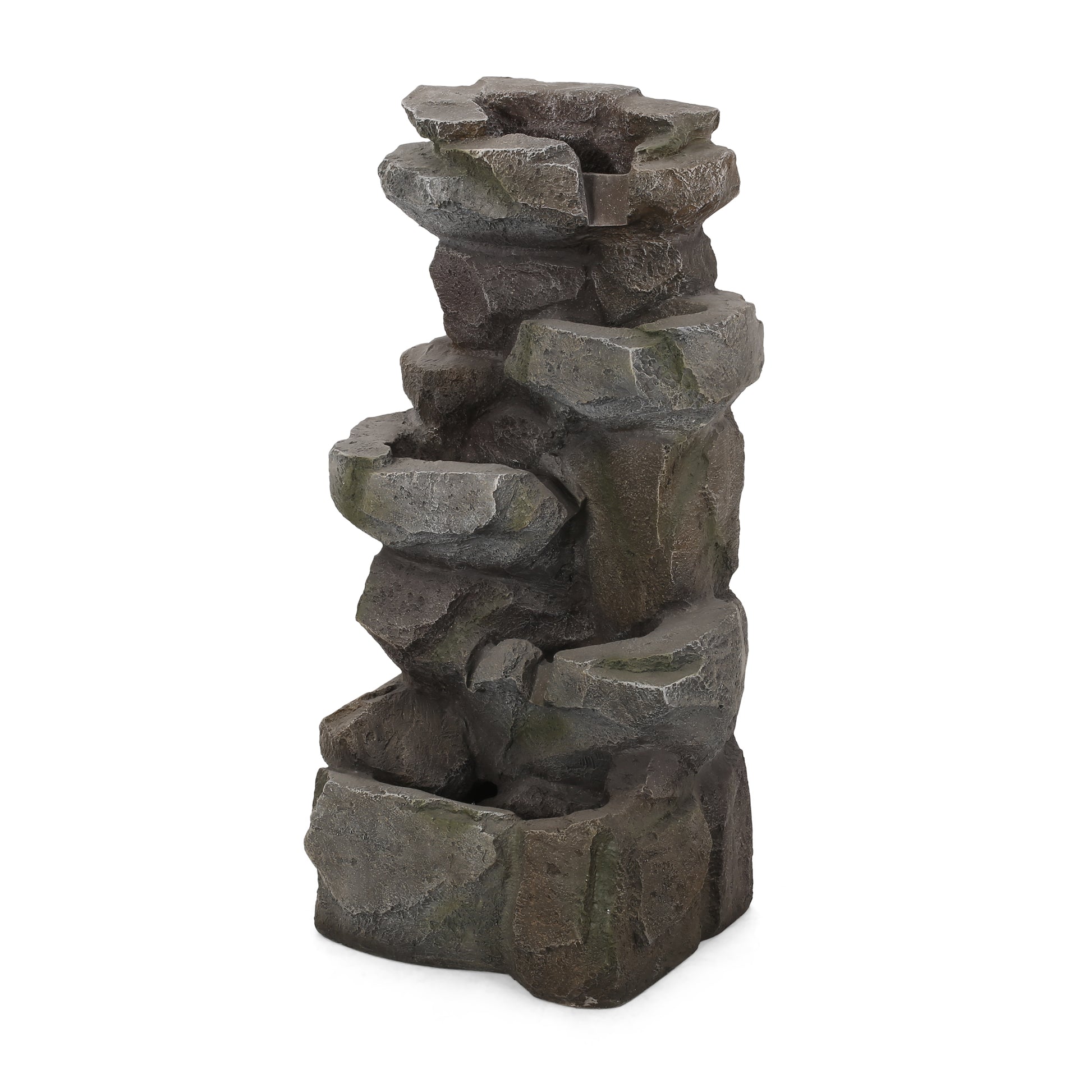 Resin multitiered rock waterfall fountain with realistic stone texture