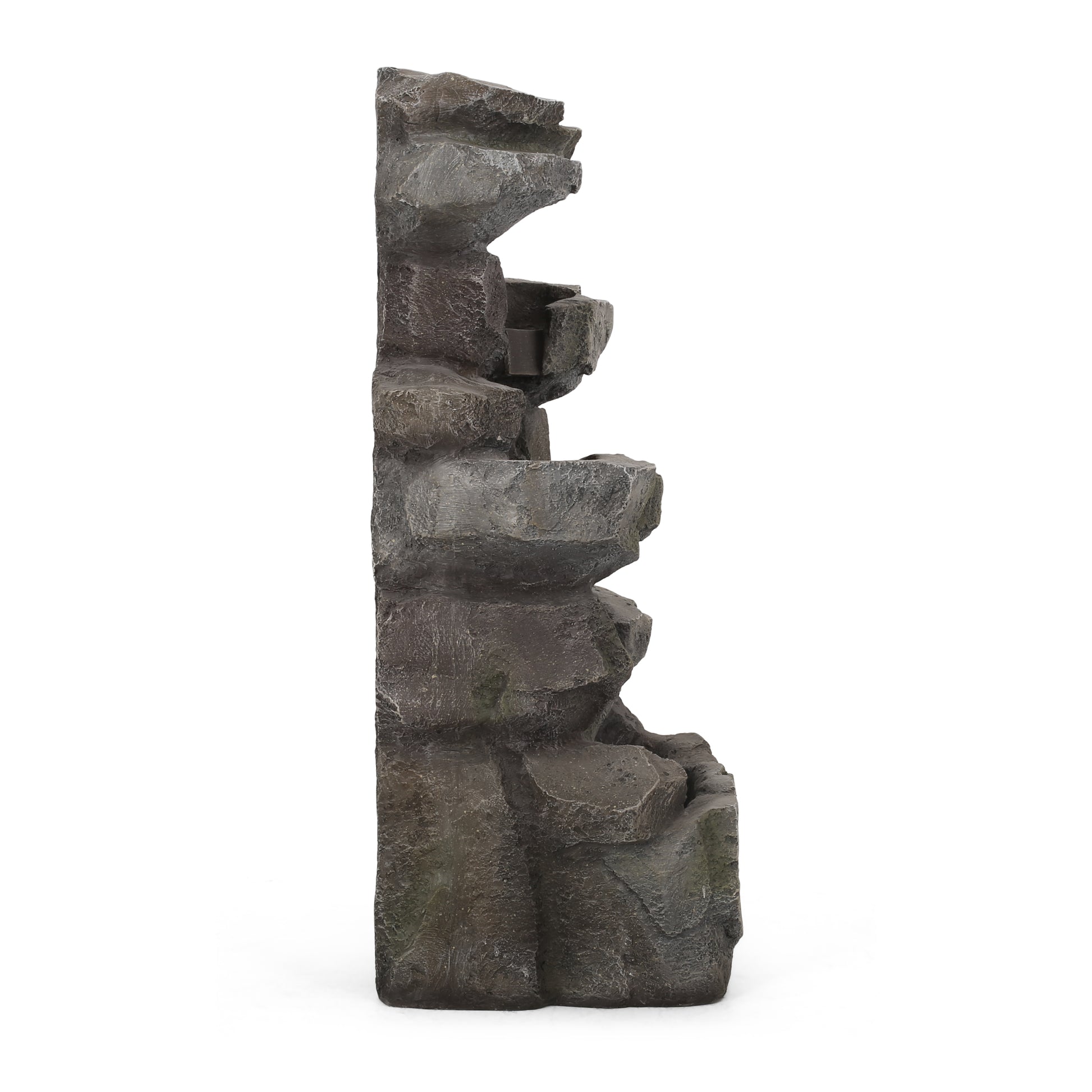 Realistic grey resin cascading rock waterfall fountain for tranquil garden decor