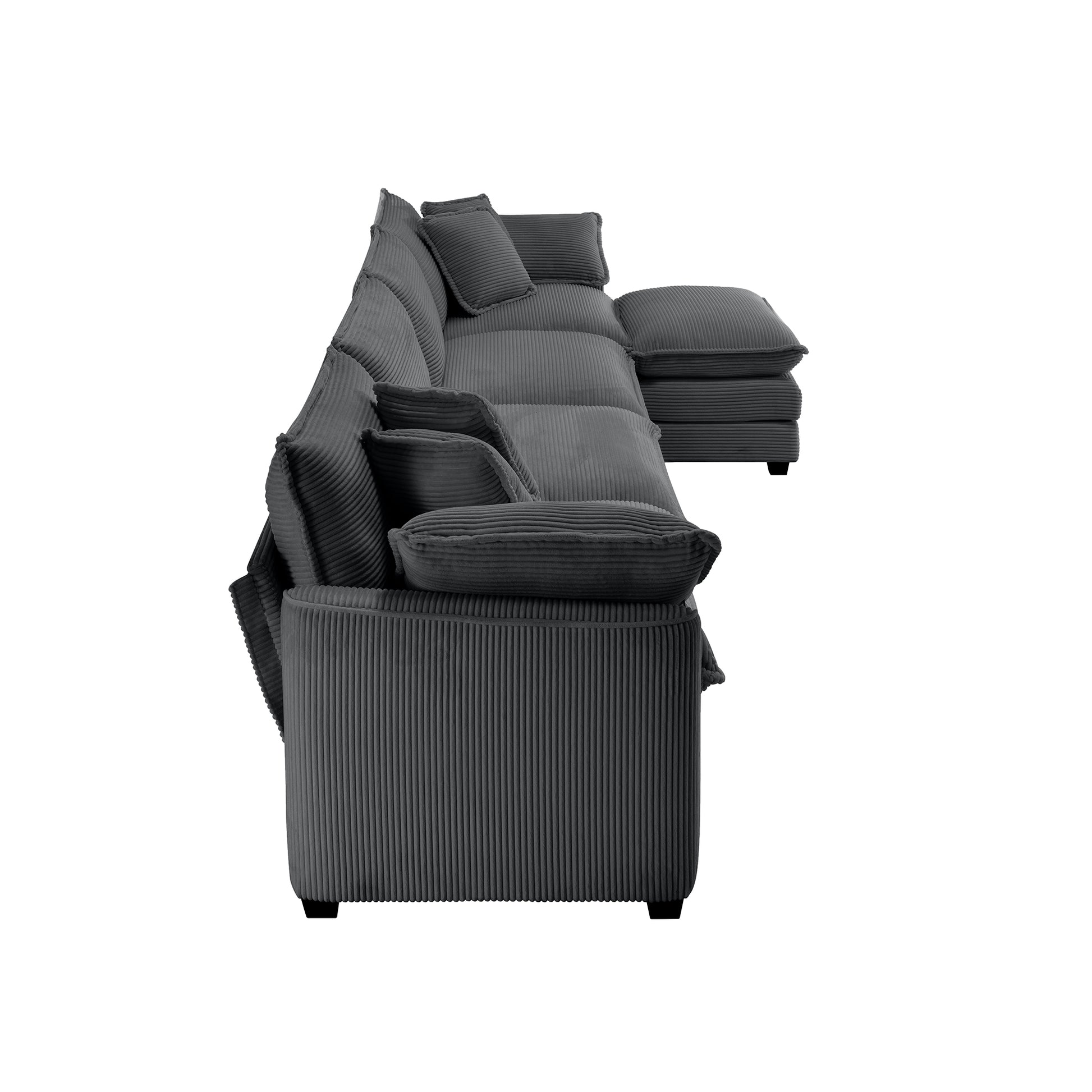 Dark gray corduroy sectional sofa with plush cushions perfect for modern living rooms