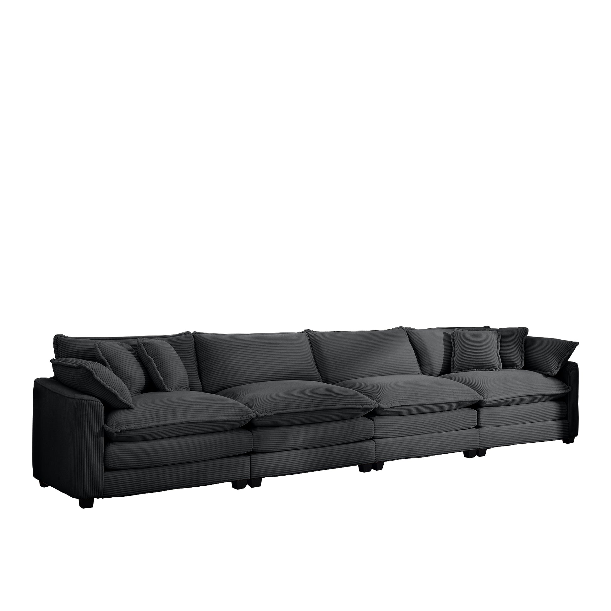 Dark gray corduroy sectional sofa with plush cushions perfect for modern living rooms