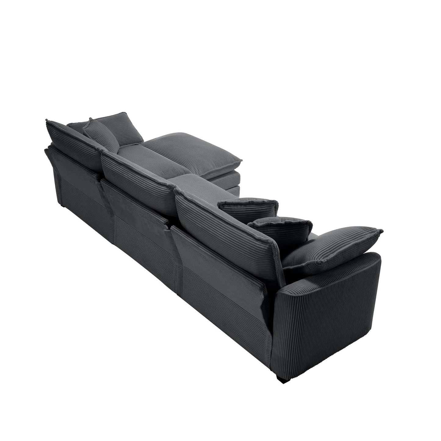Dark grey corduroy sectional sofa with plush cushions perfect for modern living rooms