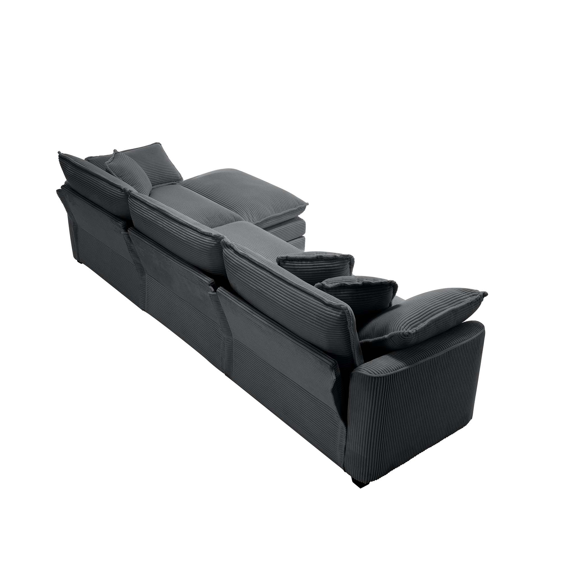 Dark grey corduroy sectional sofa with plush cushions perfect for modern living rooms