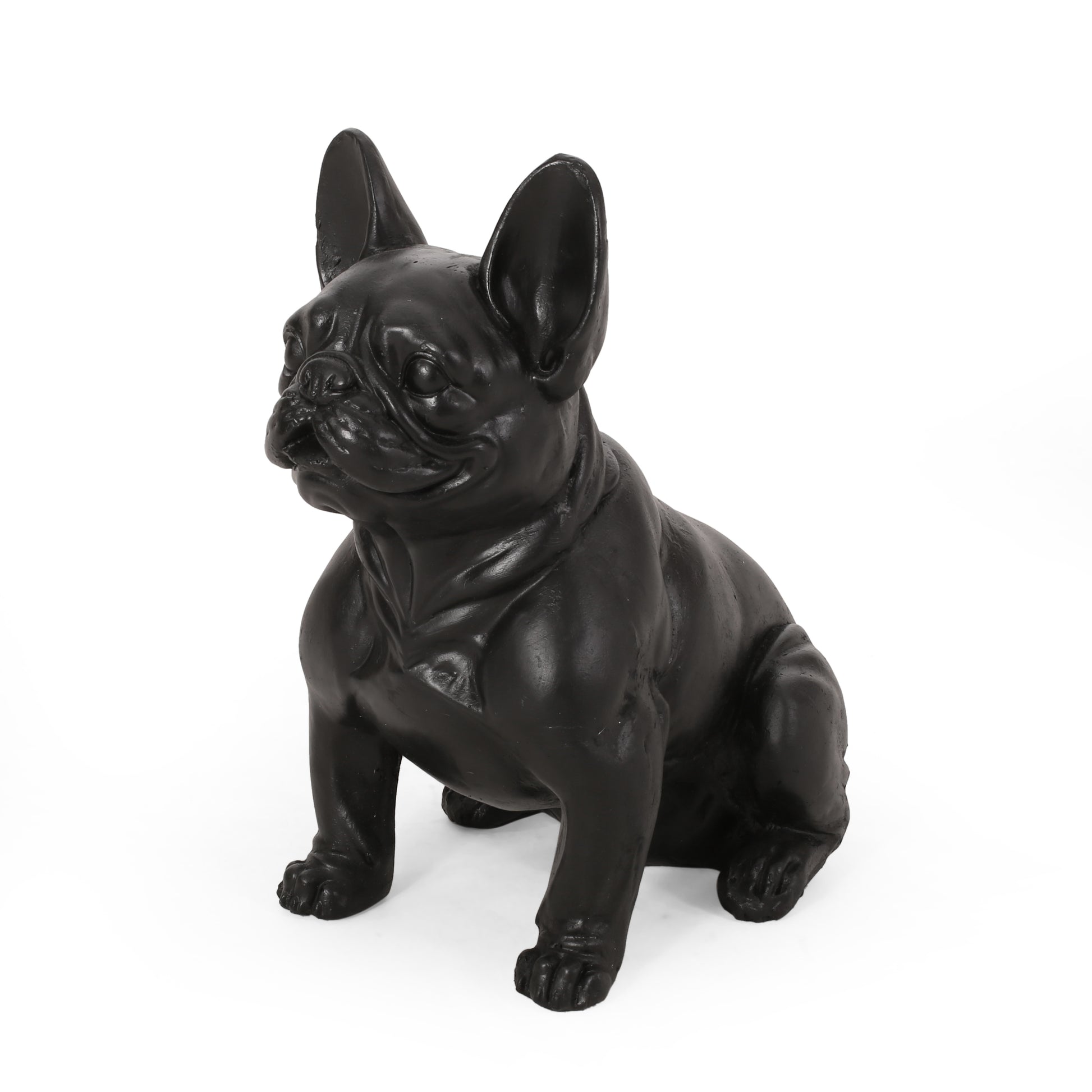 Black French bulldog statue with detailed features ideal for home decor