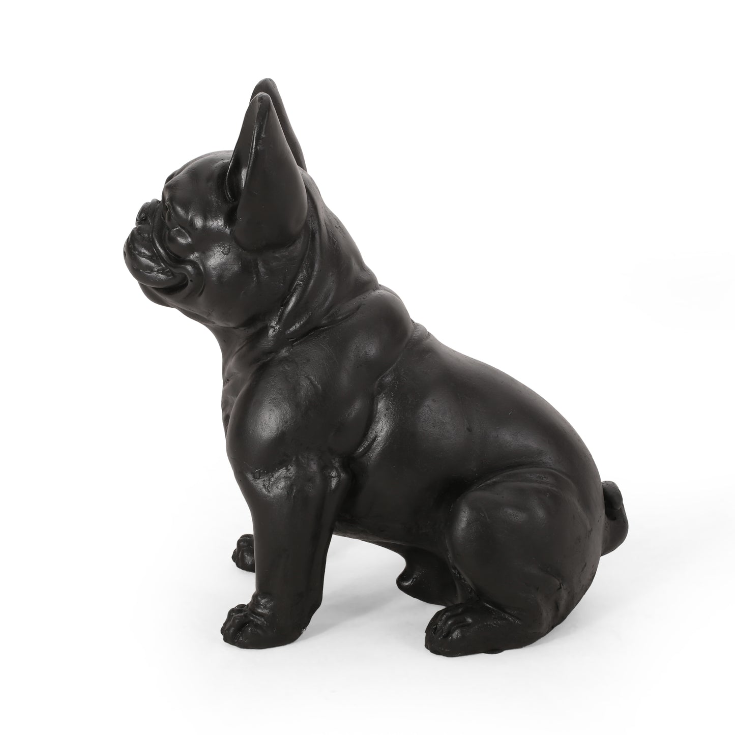 Matte black resin French bulldog statue sitting pose elegant home decor accent