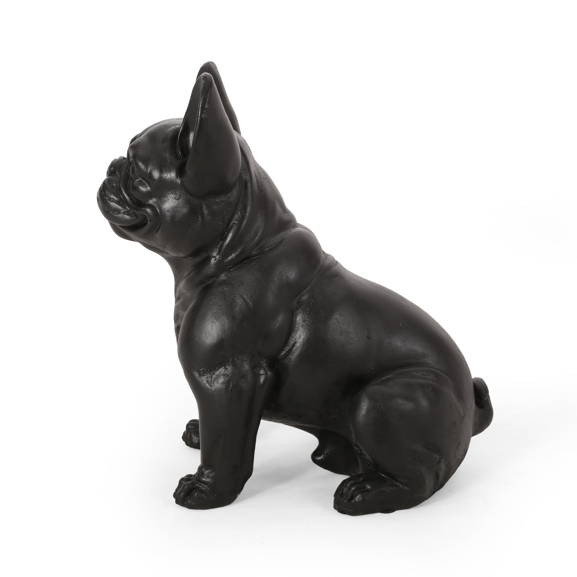 Matte black resin French bulldog statue sitting pose elegant home decor accent