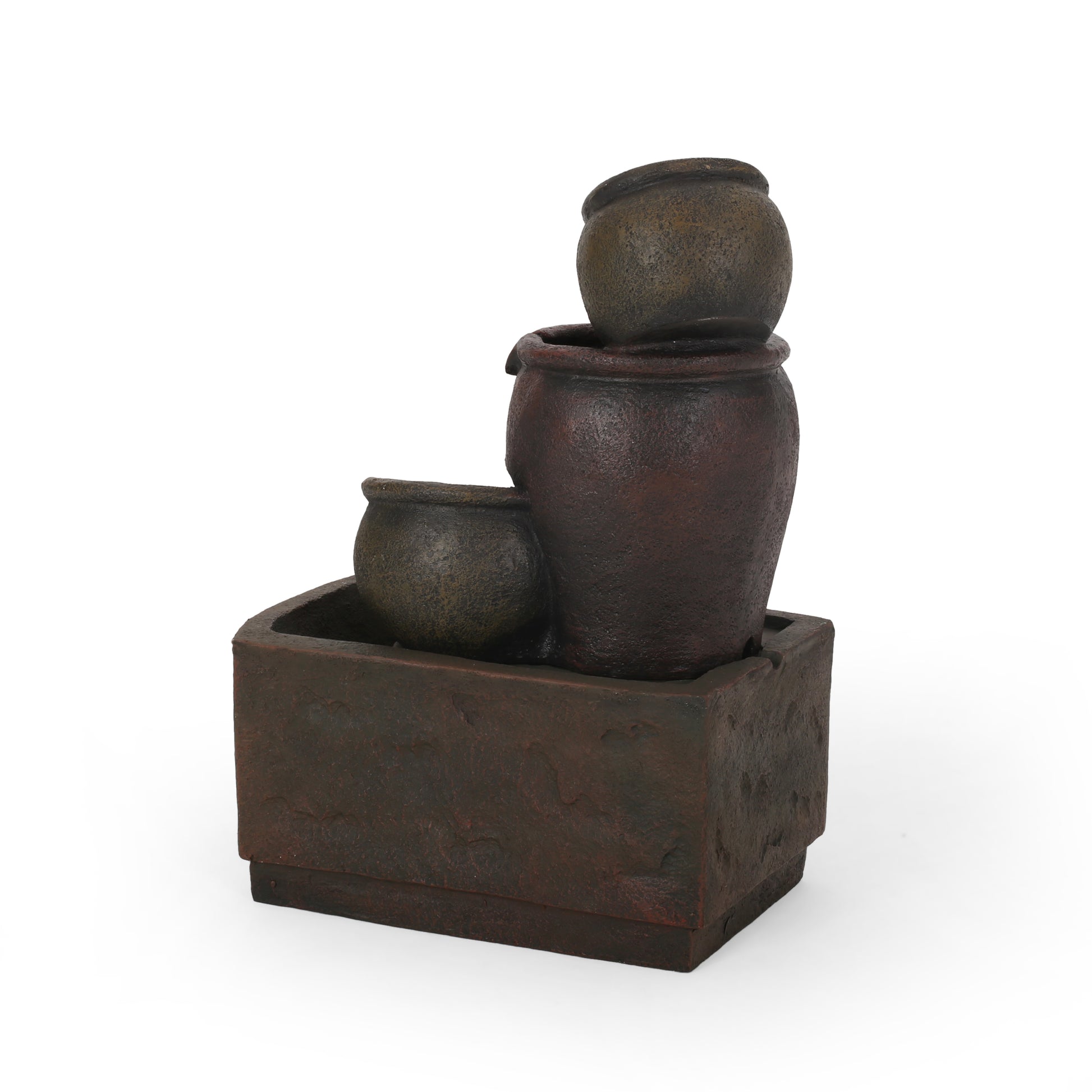 Rustic tiered pot indoor water fountain with stone finish