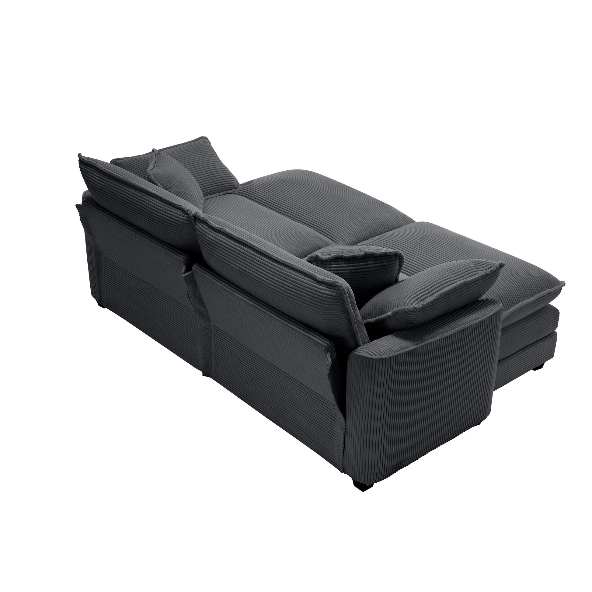 Dark gray corduroy sectional sofa with plush deep cushions for modern living spaces