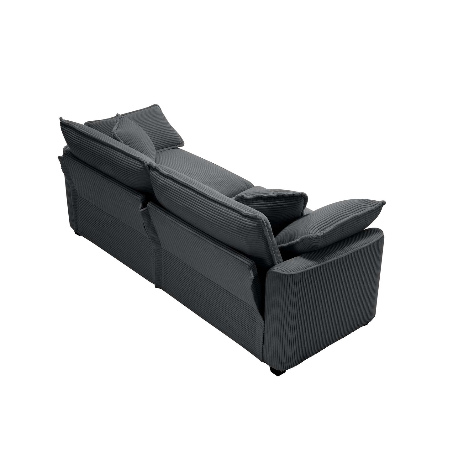 Dark gray corduroy sectional sofa with plush cushions modern living room furniture
