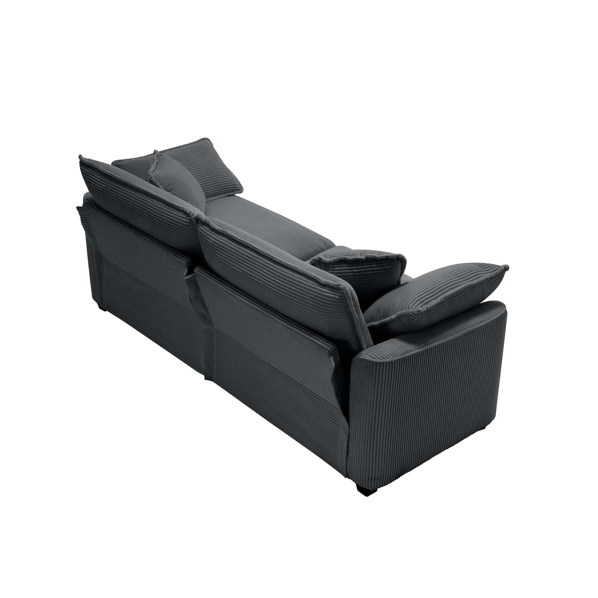 Dark gray corduroy sectional sofa with plush cushions modern living room furniture