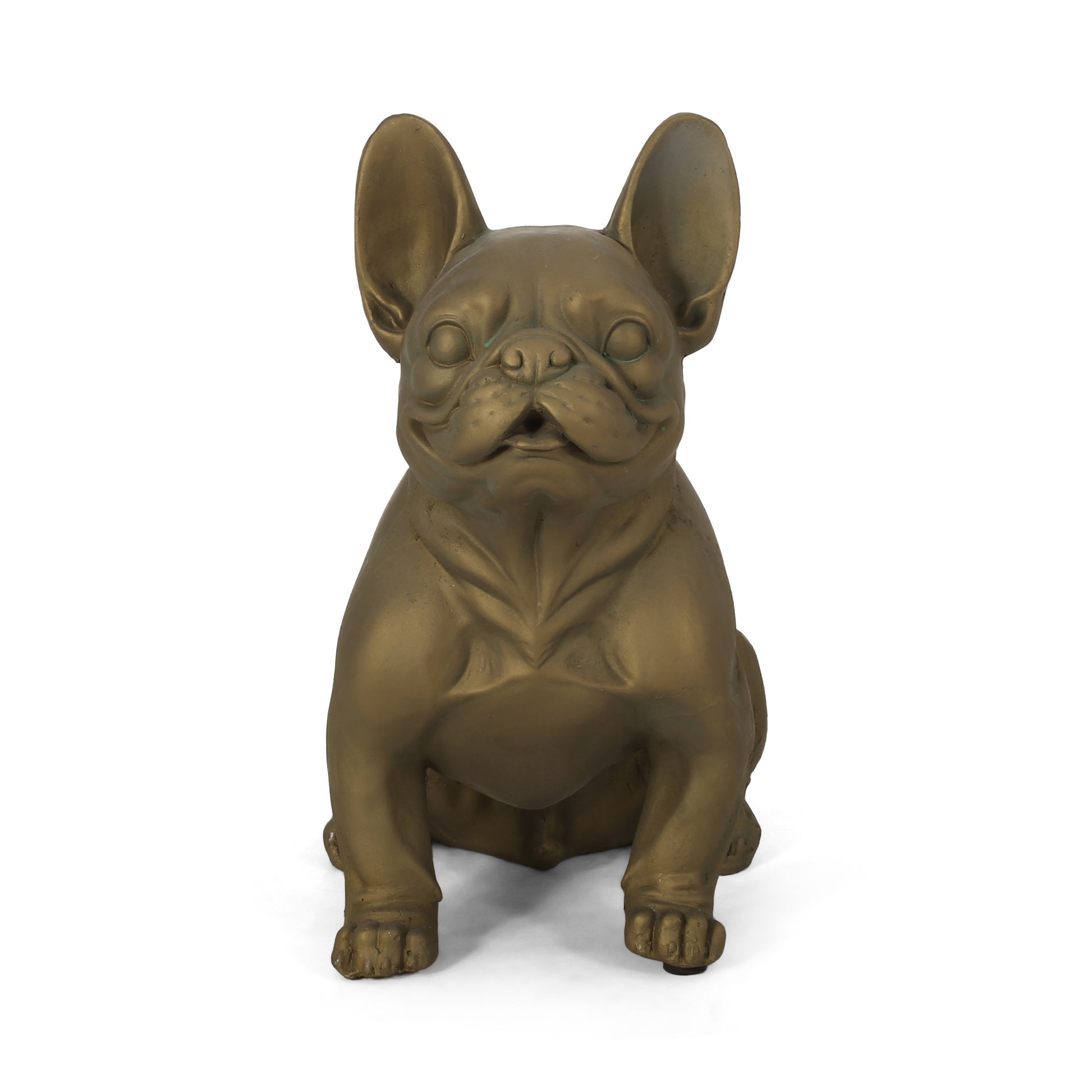 Gold French bulldog statue a whimsical decorative accent for homes