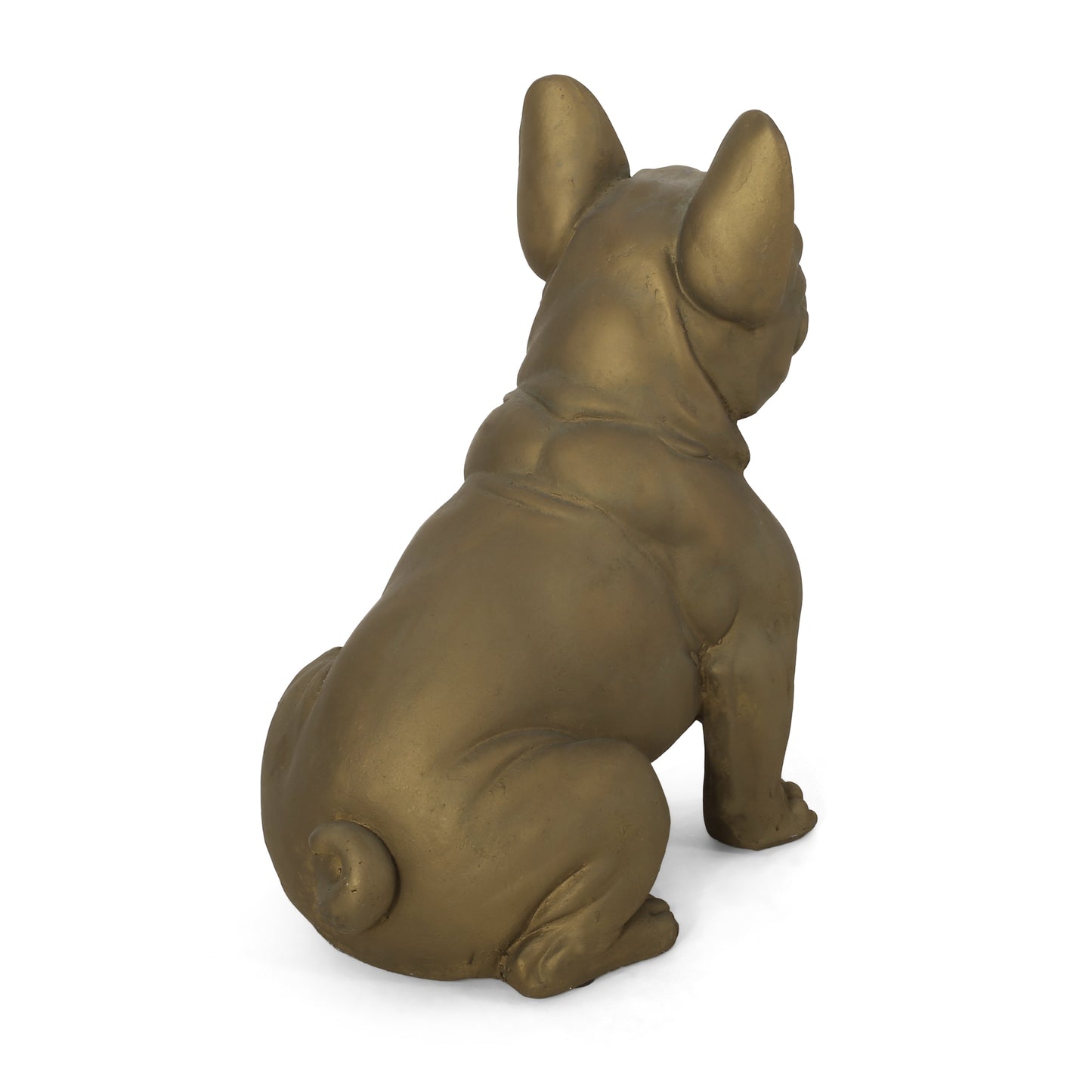 Antique gold French bulldog statue perfect for garden decor