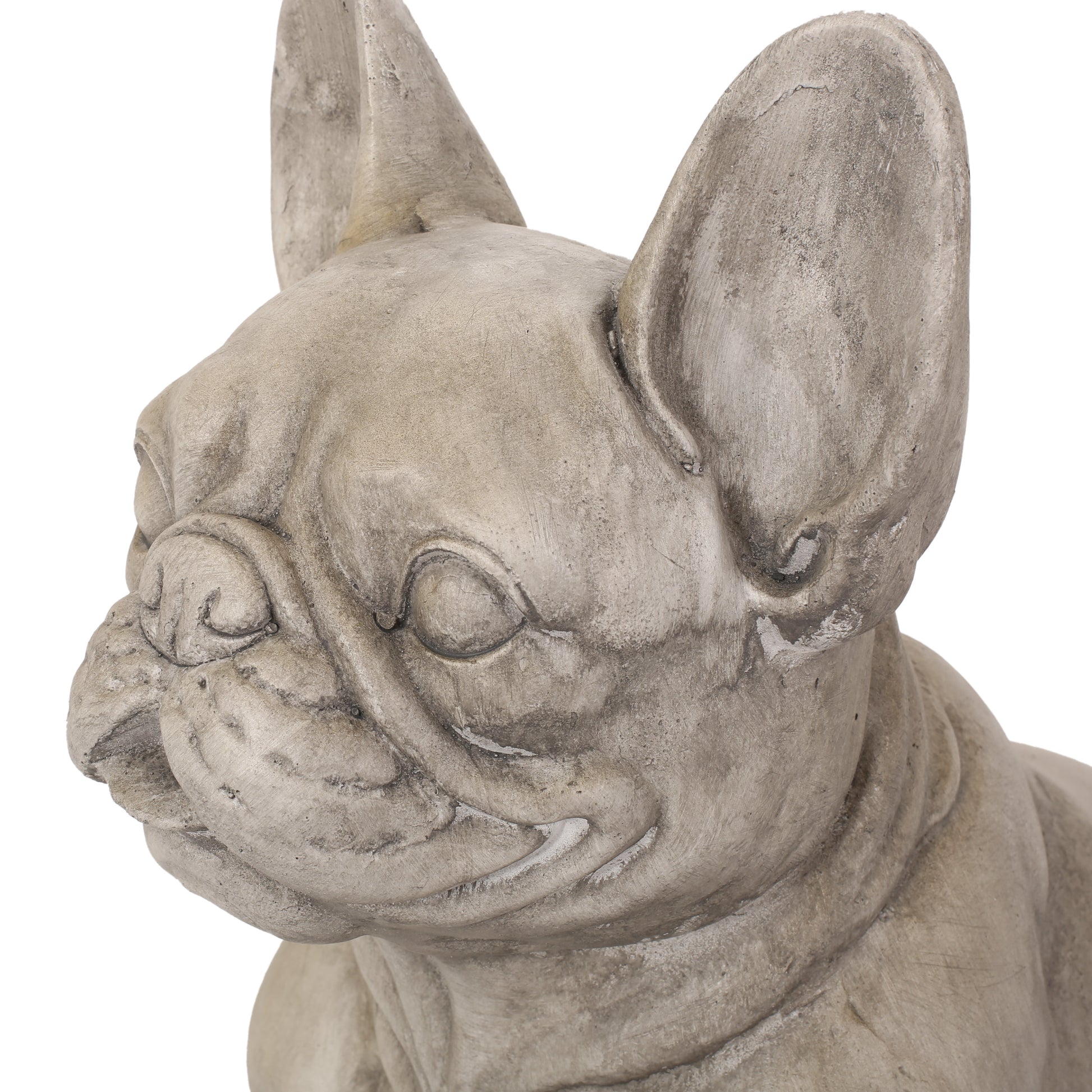 Textured concrete French bulldog statue ideal garden decor accent