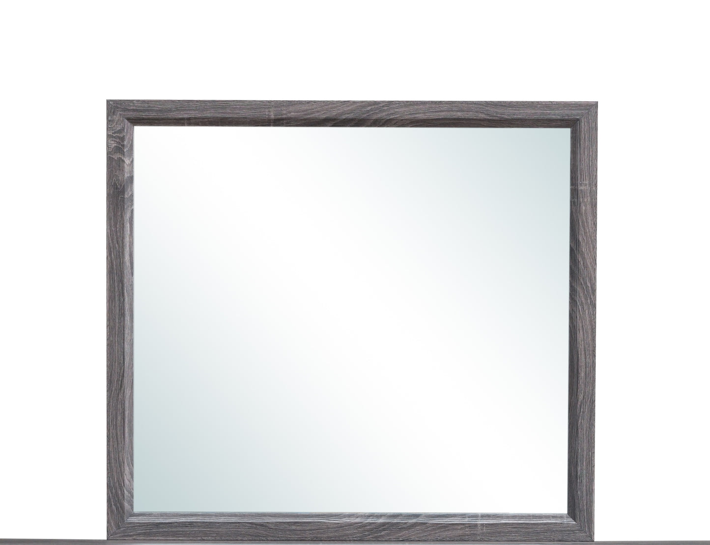 Square wood framed mirror with rustic gray finish
