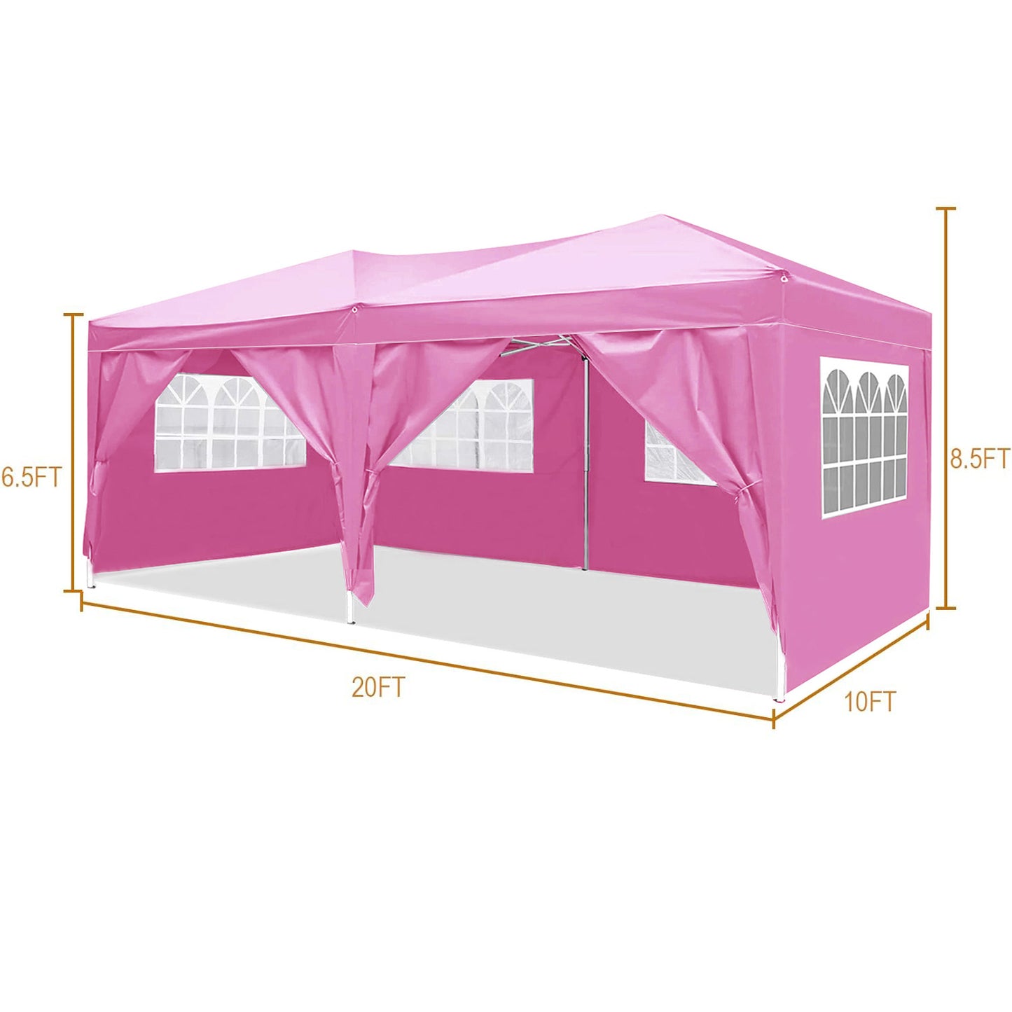 Pink x ft pop up canopy tent with clear windows and sidewalls for events