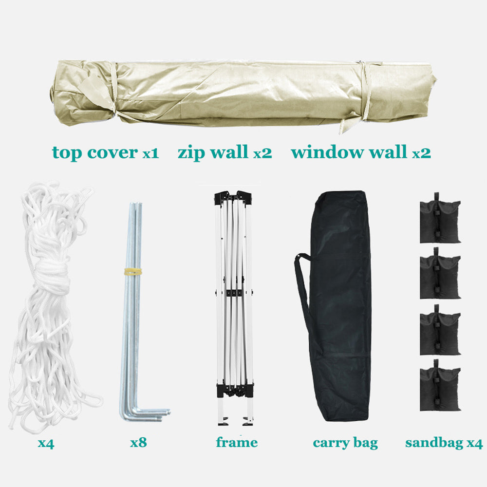 Rolled beige canopy top cover with straps for outdoor gazebo