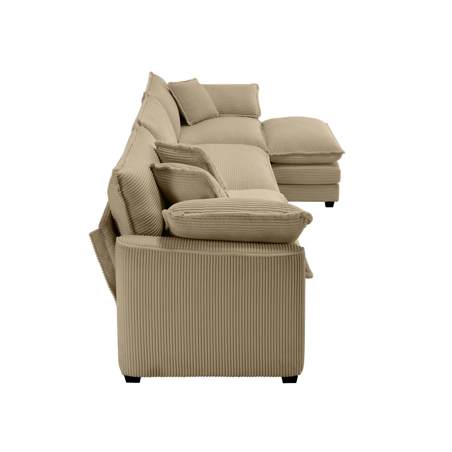 Modern corduroy sectional sofa in beige with plush cushions perfect for living room comfort