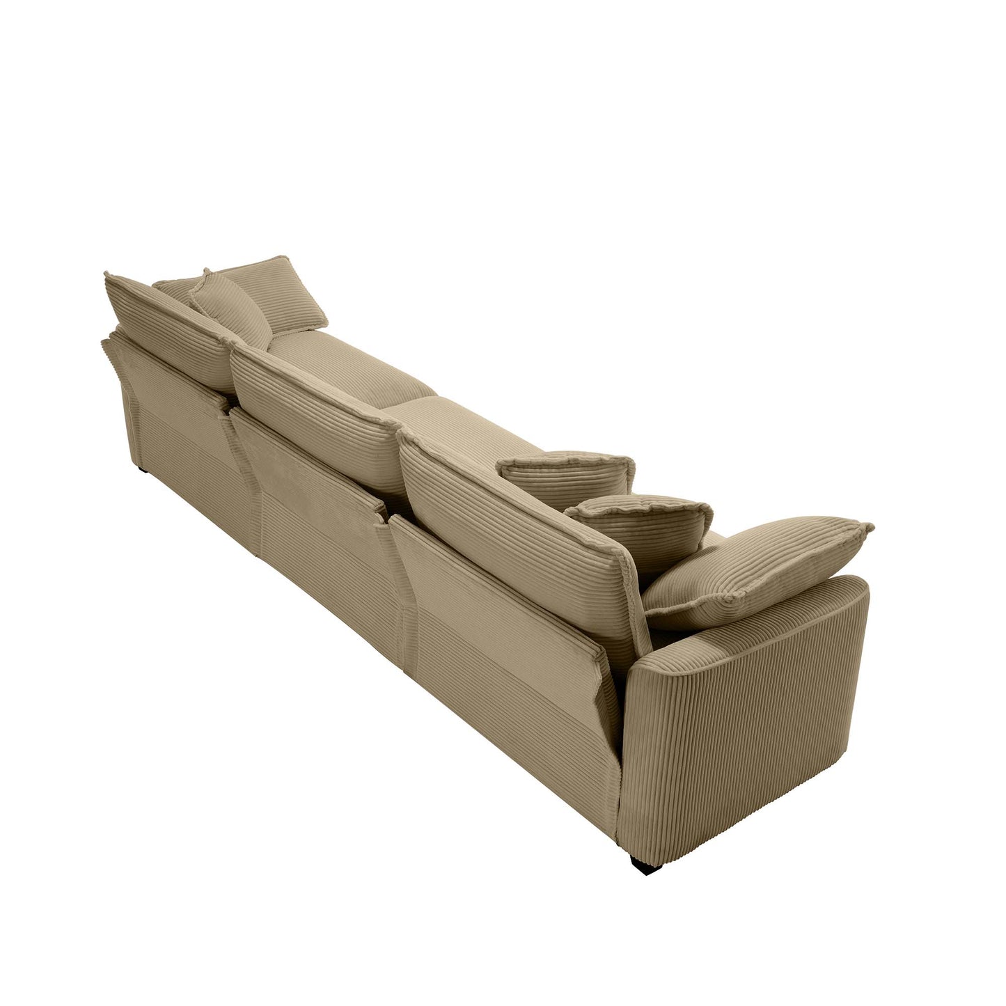 Beige corduroy sectional sofa with plush cushions ideal for modern living rooms