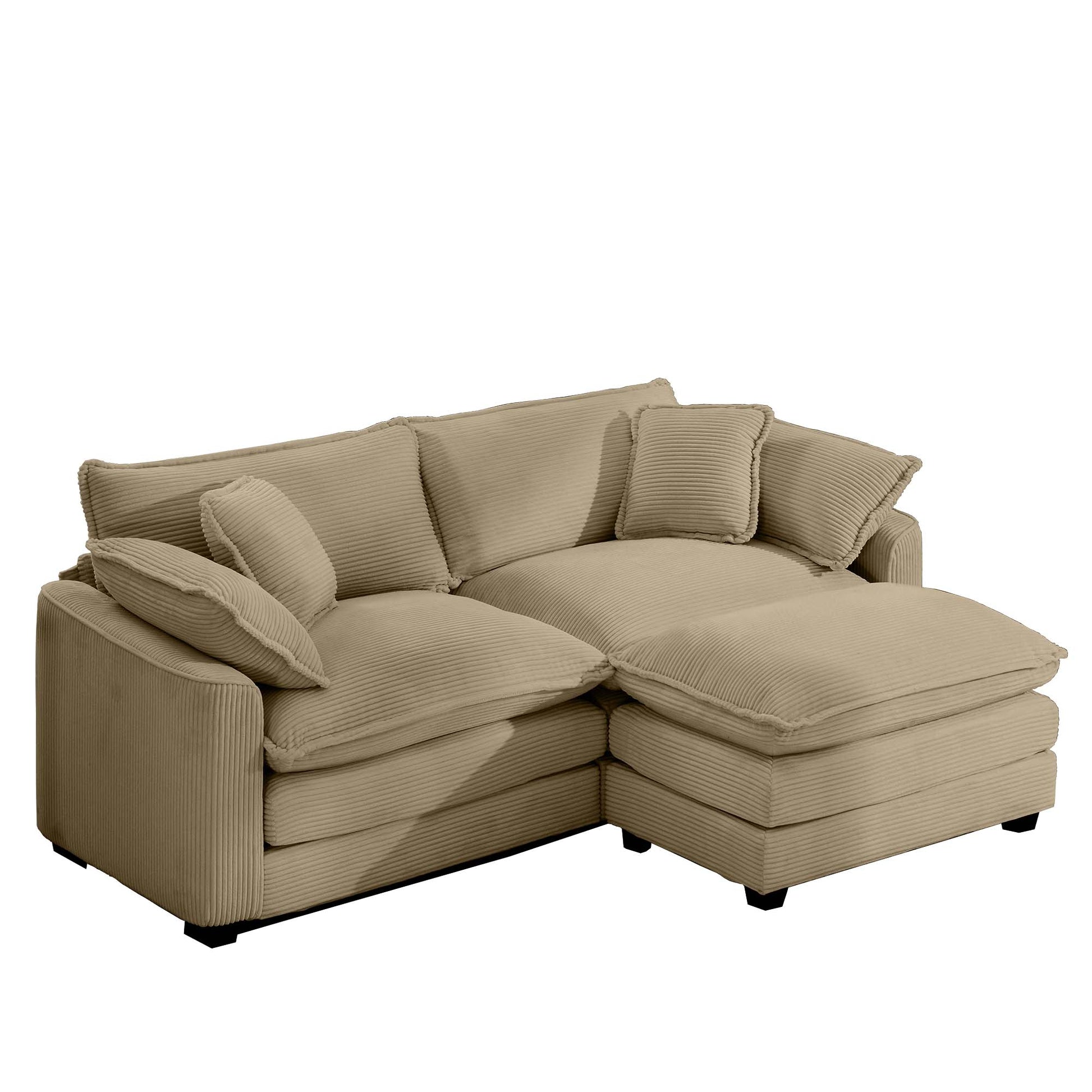 Comfortable beige corduroy sectional sofa with plush cushions perfect for modern living rooms