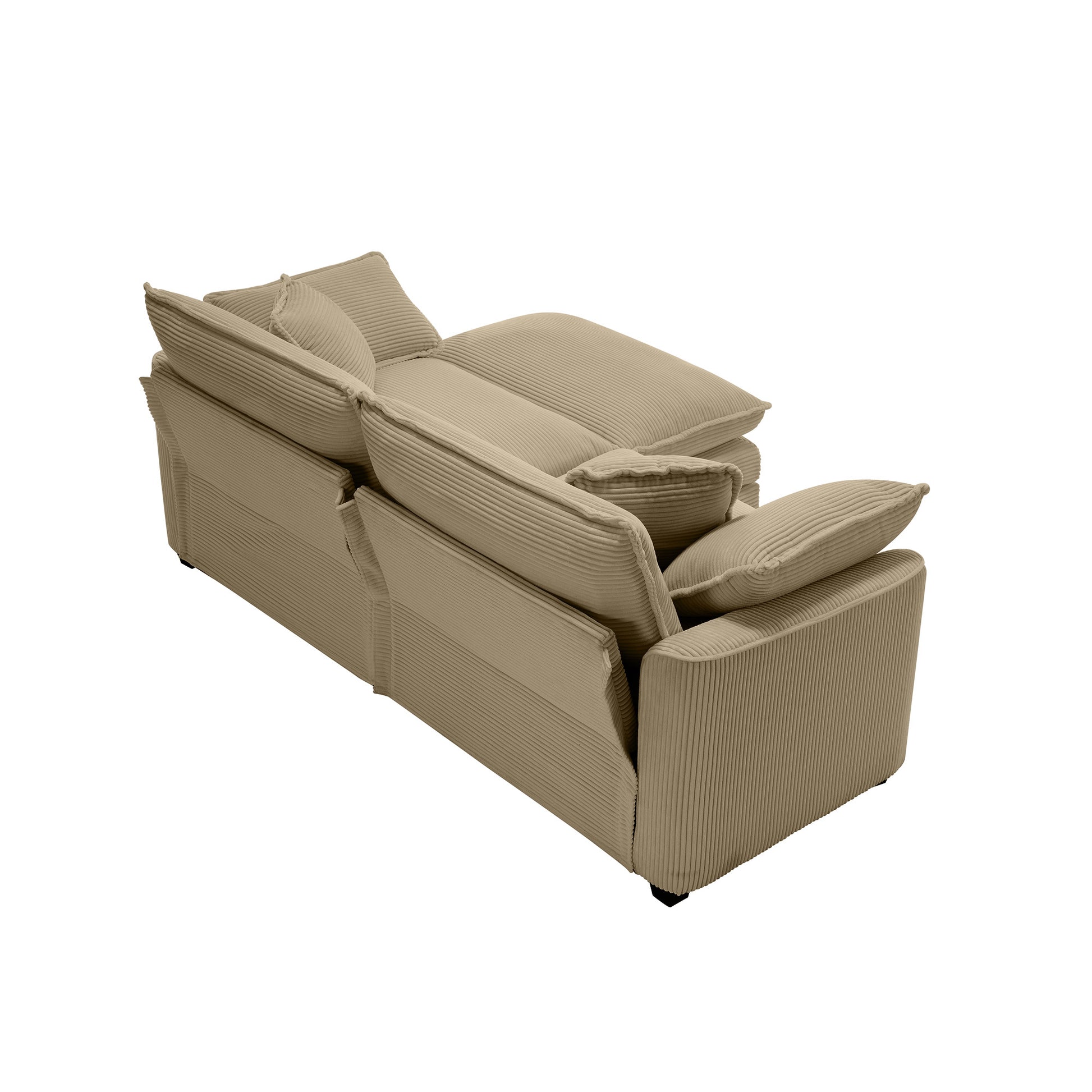 Beige corduroy sofa with plush cushions and a modern design for living rooms