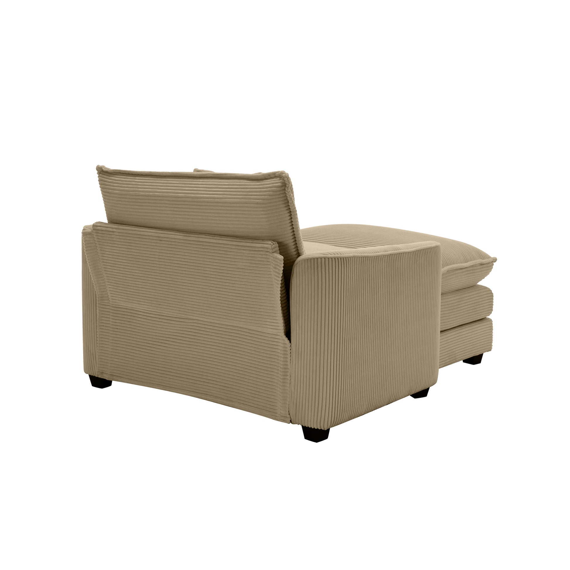 Beige corduroy armchair with ottoman modern living room furniture