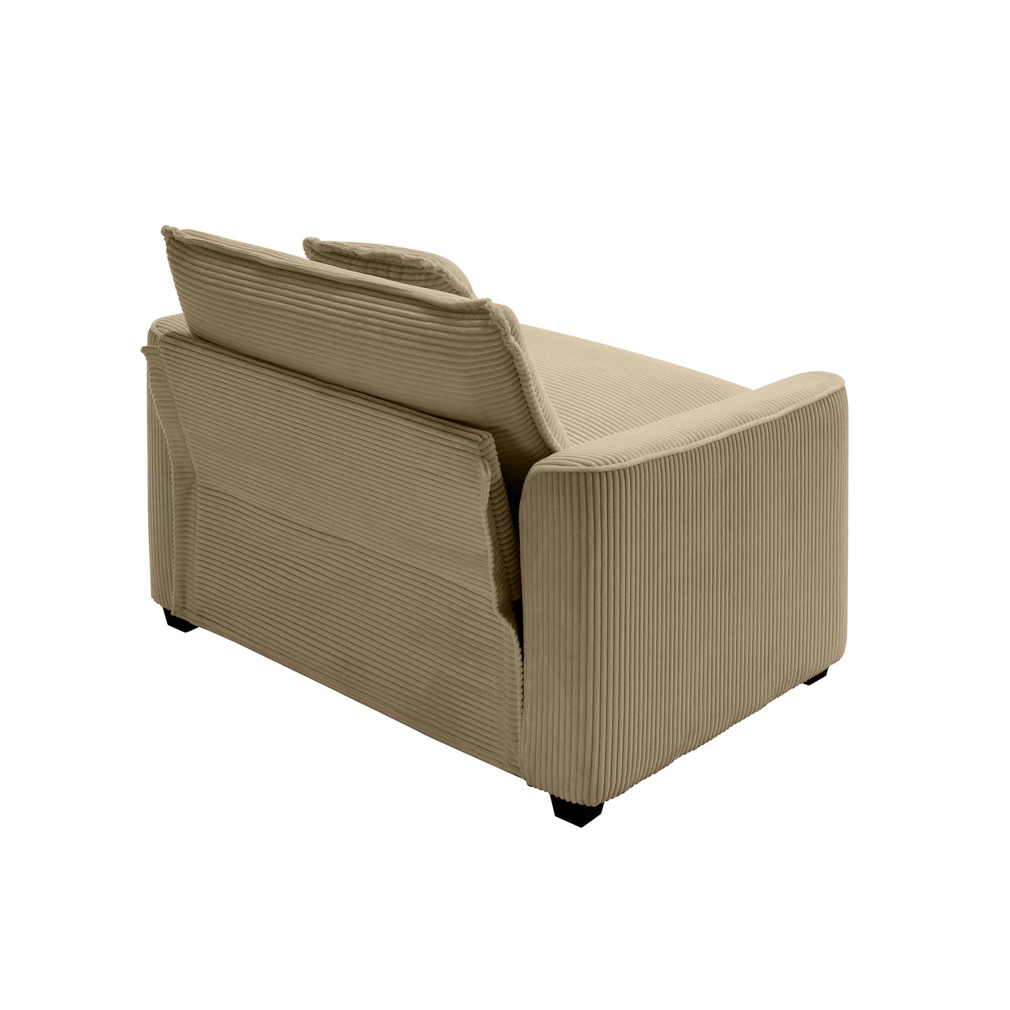 Beige corduroy sofa with plush cushions a comfortable seating option