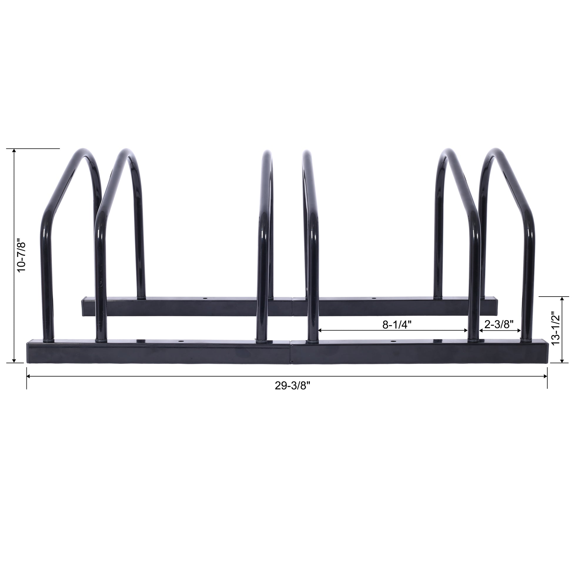 Black metal bike rack for secure bicycle parking and storage