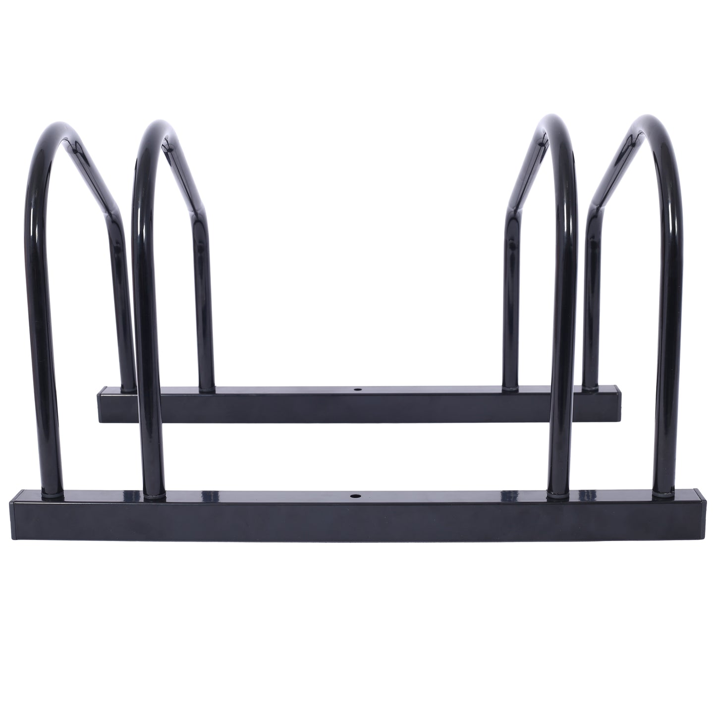 Black metal bicycle rack with capacity for four bikes ideal for home or outdoor storage
