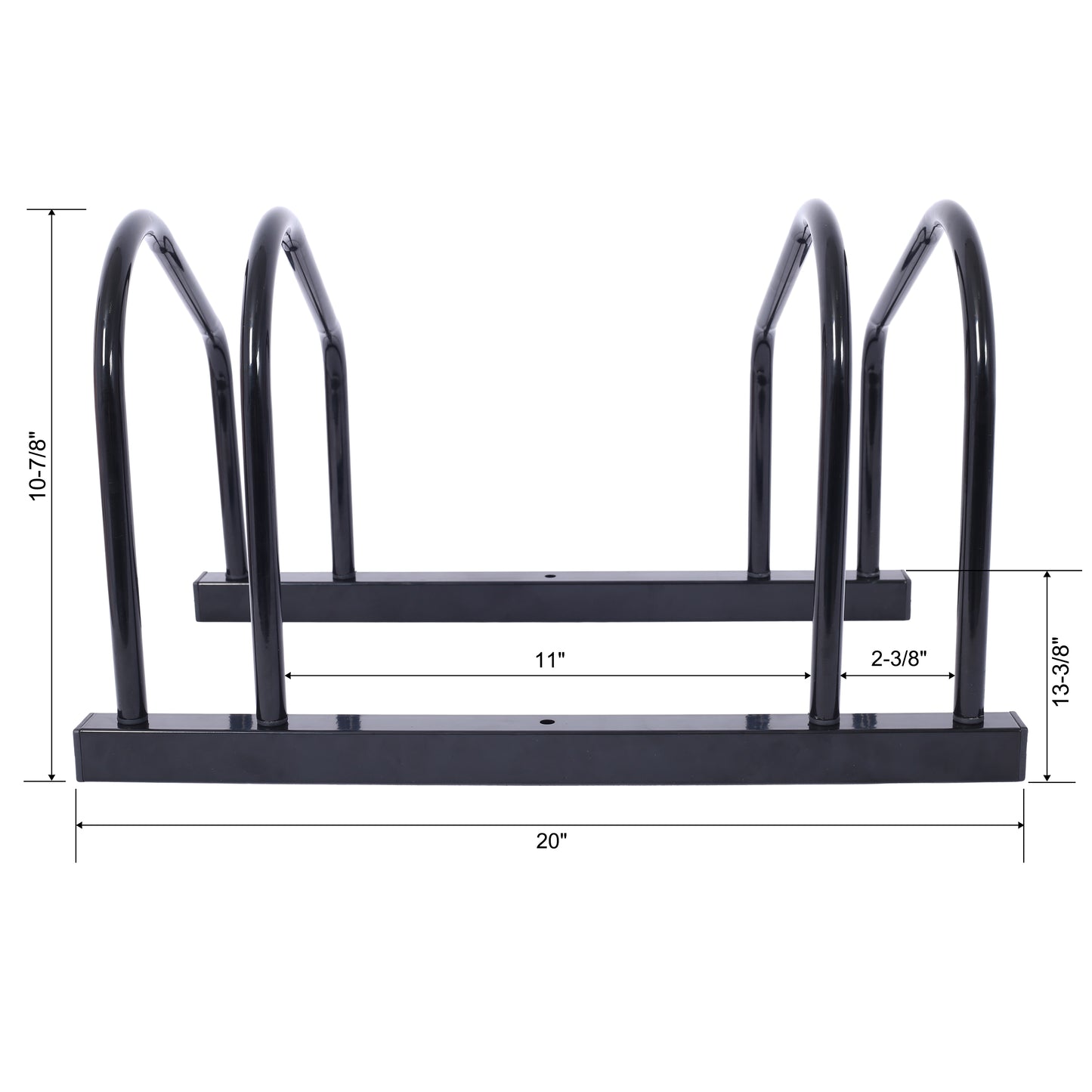 Black metal bike floor rack for secure outdoor or indoor bike storage