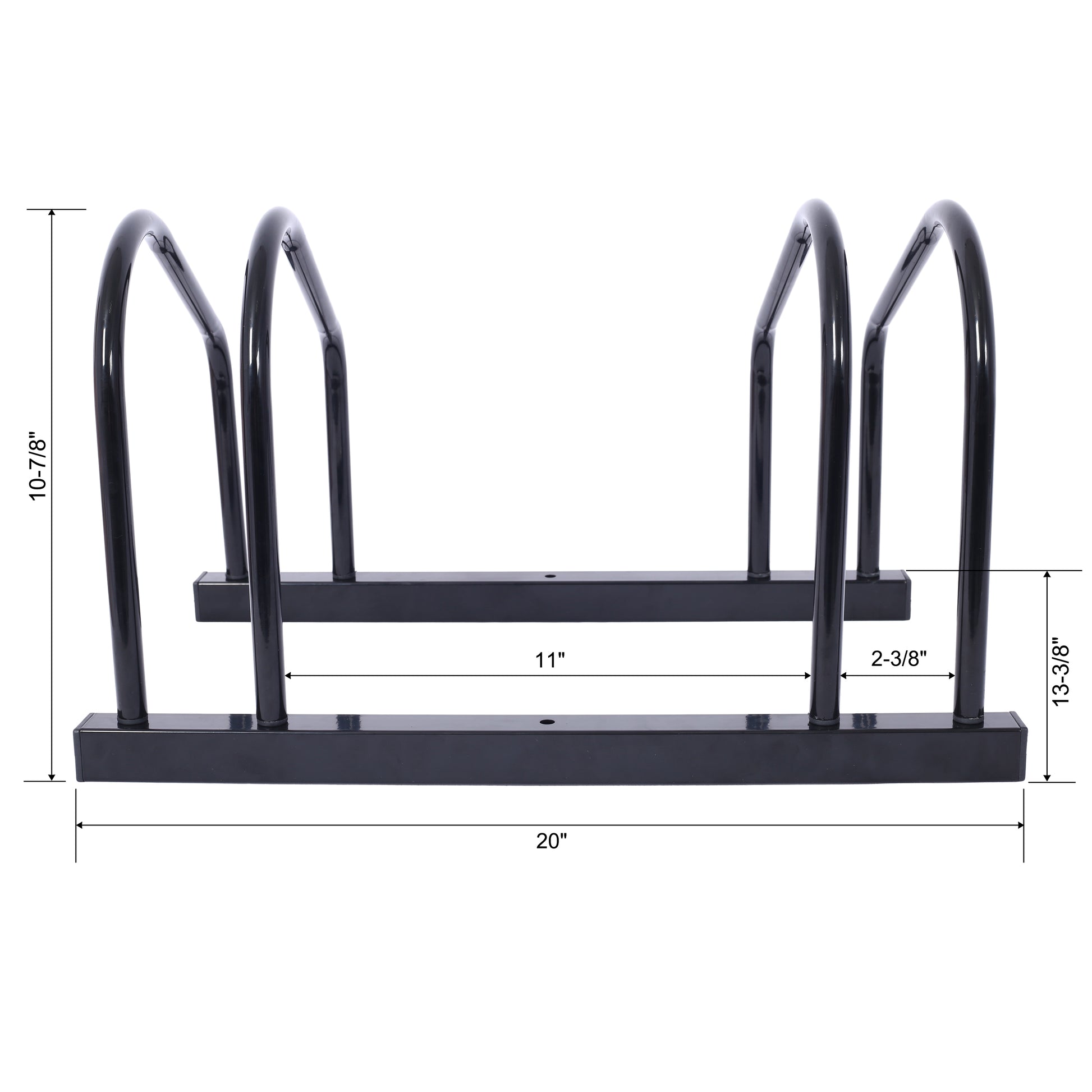 Black metal bike floor rack for secure outdoor or indoor bike storage