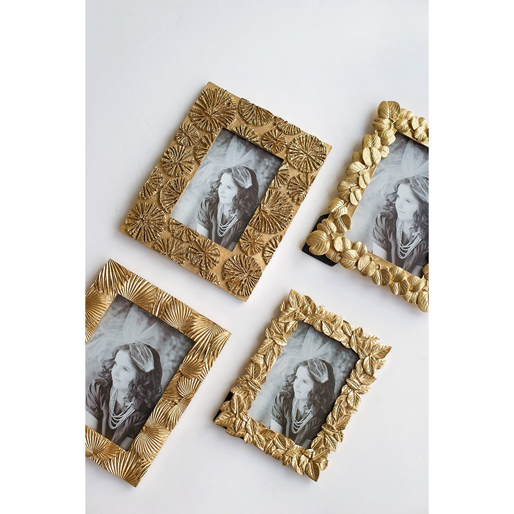 Gold leaf ornate picture frame with vintage portrait elegant decor