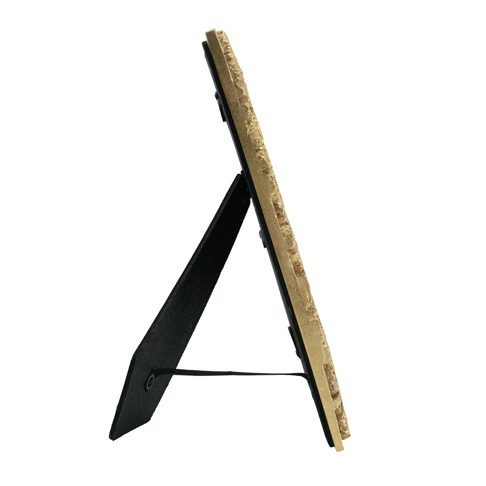 Textured gold picture frame with black easel stand